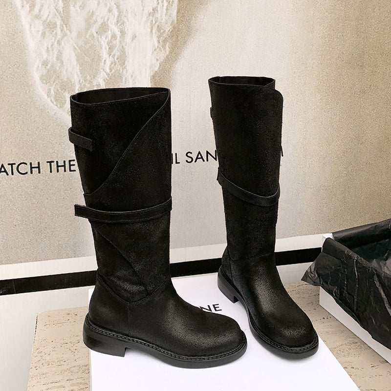 Karin Luna In Stock Spot Goods   Heavy-duty Edition Highly Consuming Material Round Toe Long Boots