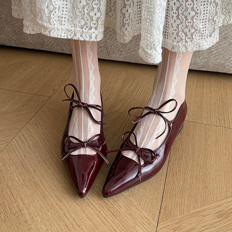 Karin Luna In Stock Spot Goods  Hot-selling Element Bowknot Square Toe Pointed Toe Single Shoes