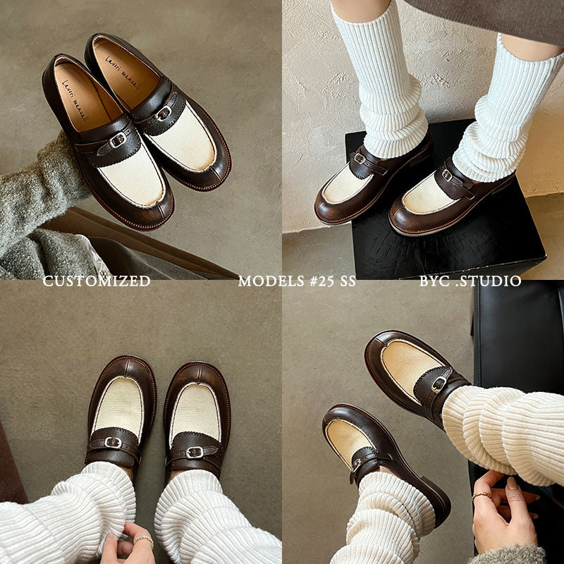 Karin Luna Casual Shoes Series~  In stock Classic color-blocking British style deep-mouth single shoes