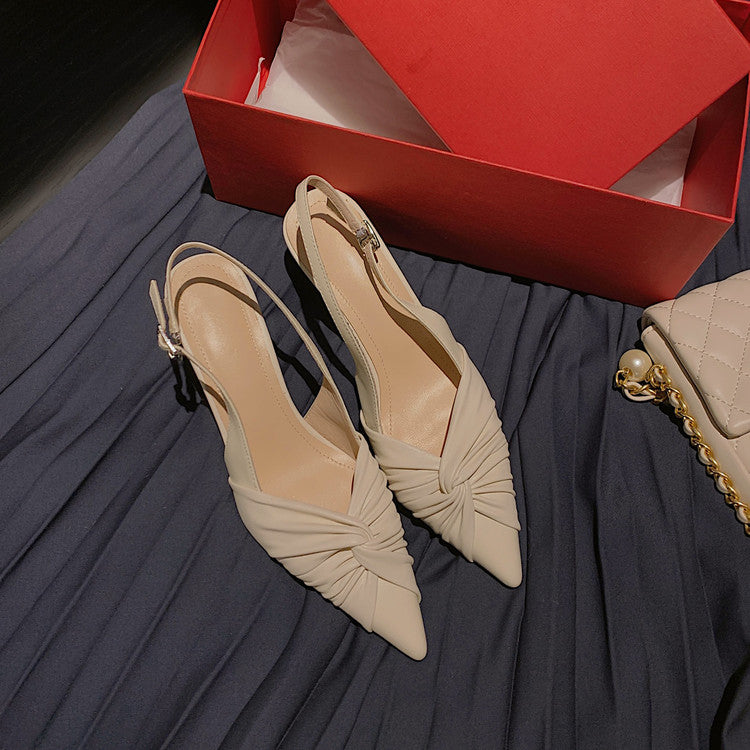 Karin Luna In Stock In Stock  Exquisite Pointed Toe Backless Closed-Toe Stiletto Sandals