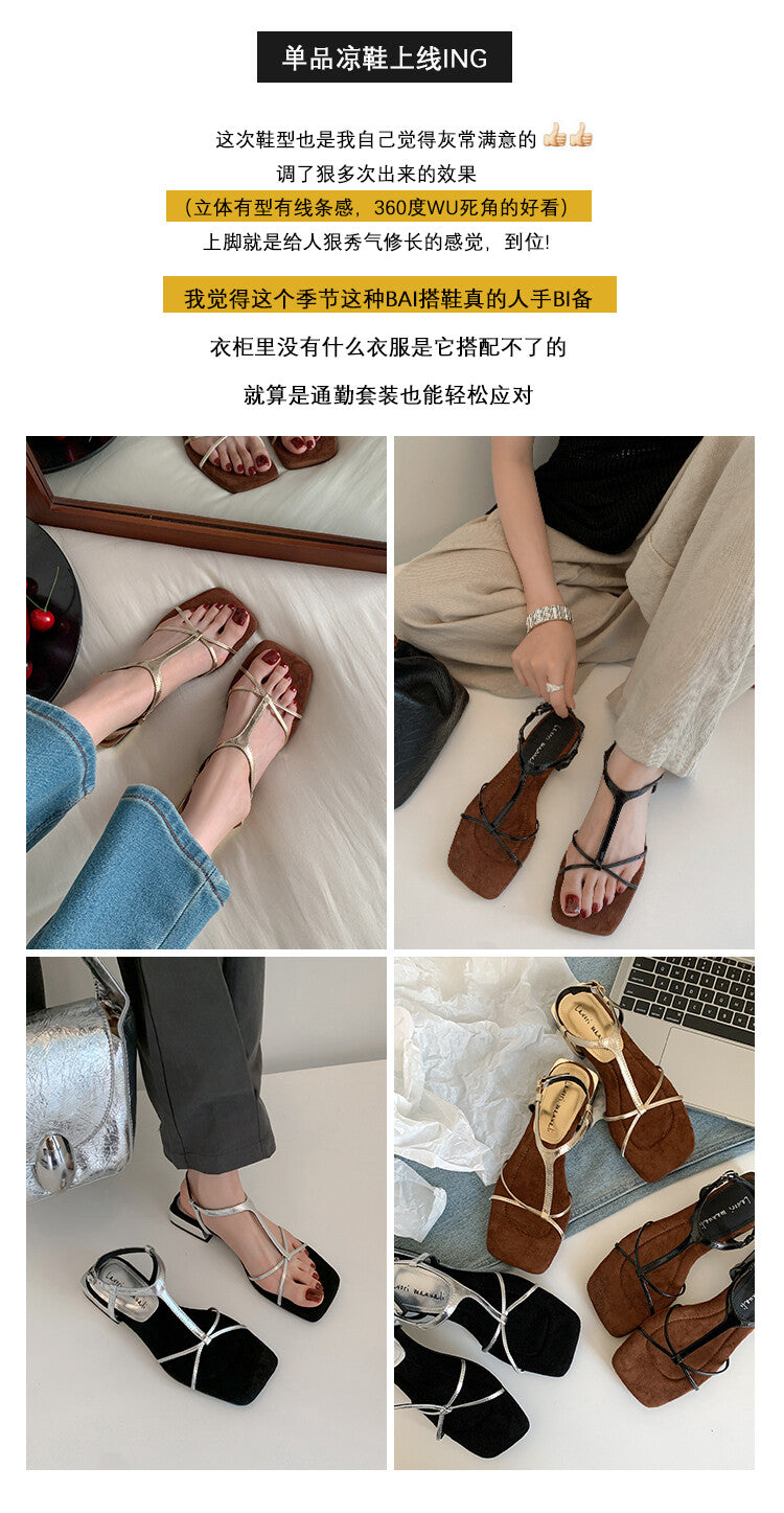 Karin Luna Bestseller Popular Featured products a Large Number of Spot Goods  Comes with data included  Thin Strap T Word Sandals
