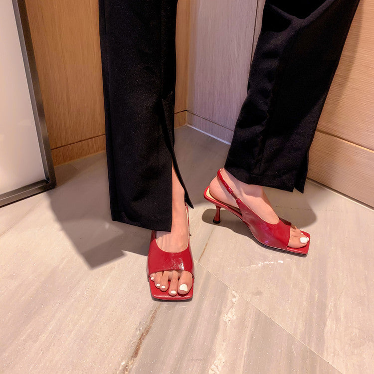 Karin Luna Classic Style Square Toe Open Toe French Retro Sandals