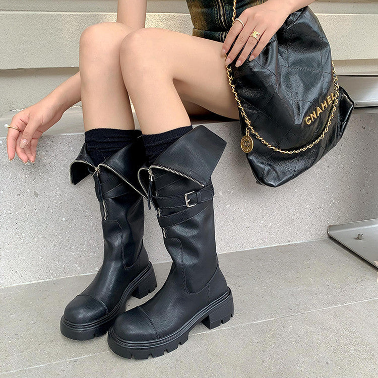 Karin Luna In Stock In-stock Foldable Niche Thick-soled Knight Boots