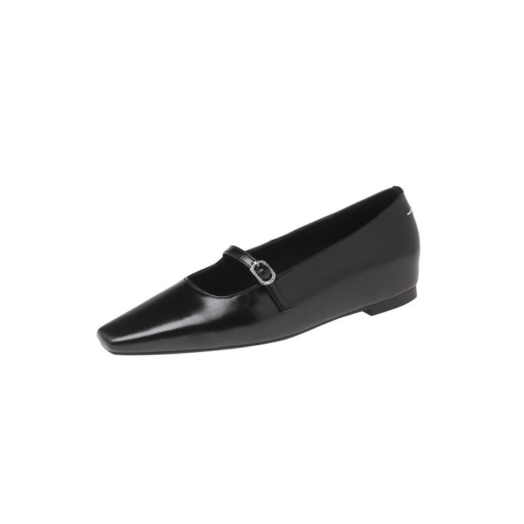 Karin Luna In Stock Spot Goods  Elegant Square-Toe One-Strap Height-Increasing Flats