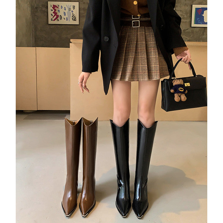 Karin Luna In Stock In-stock Pointed Toe Elegant High Heels v Slimming Effect Long Boots