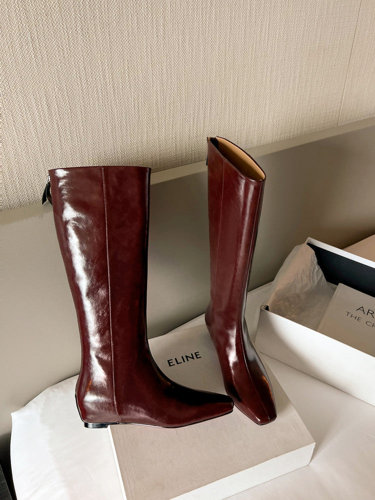 Karin Luna Minimalist Style Square-Toe Hidden Heel Long Boots