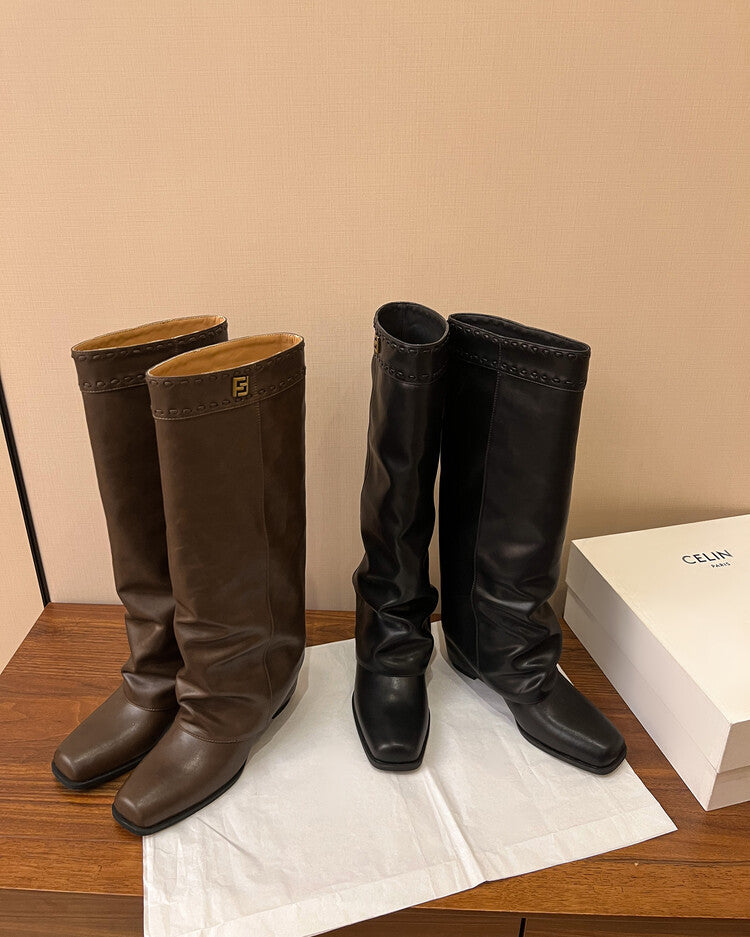 Karin Luna cool girl Stylish and Sweet Square-Toe Booties