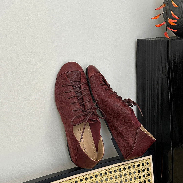 Karin Luna In Stock In Stock   Xiaohongshu Hot-Selling Lace-Up Round-Toe Deep Mouth Single Shoes