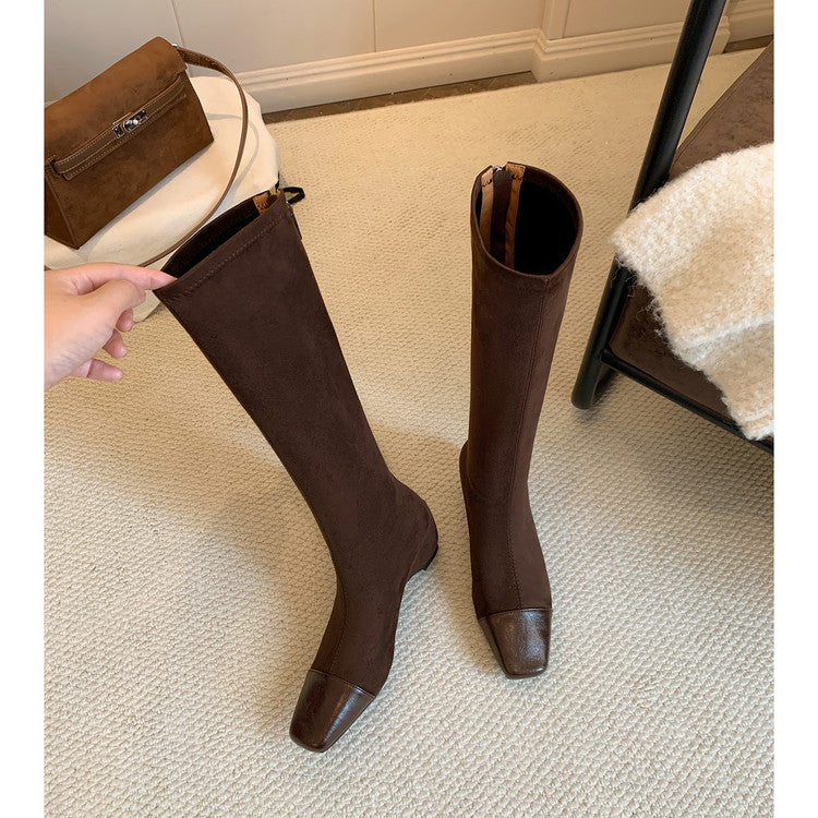 Karin Luna In Stock In Stock Patchwork Long Boots Elegant Versatile
