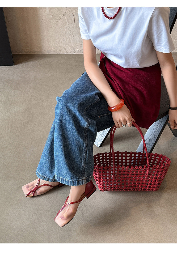 Karin Luna In Stock Spot Goods  Square Toe Mesh Sandals