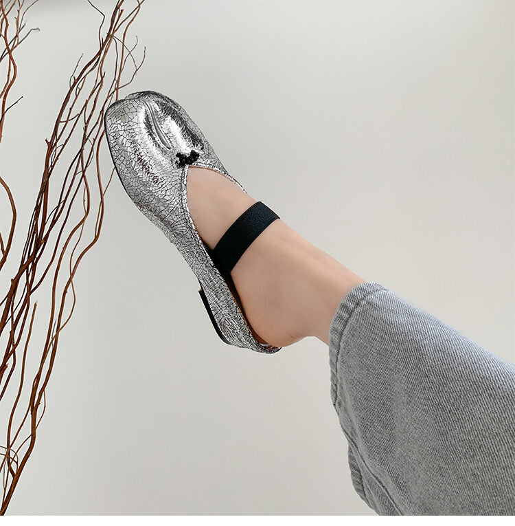 Karin Luna Classic Split-Toe Shoes  Explosive Pattern One-Strap Mary Jane Height-Increasing Full Leather Closed-Toe Slippers