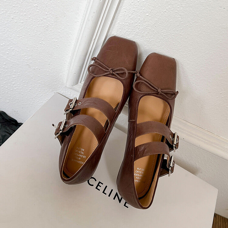 Karin Luna Future Sense silver~Spot Goods Spot Goods Hot-selling Bowknot Retro Belt Buckle Ballet Mary Jane Shoes
