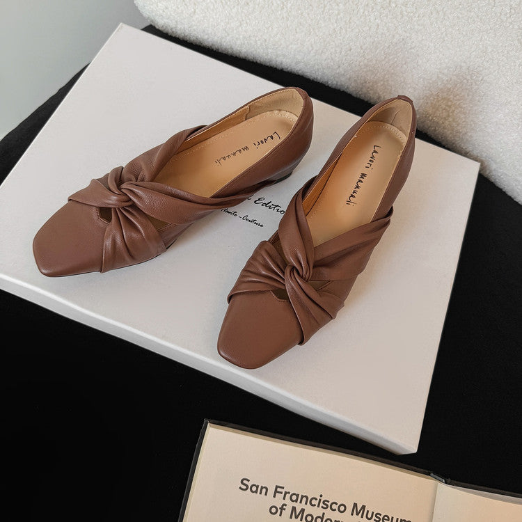 Karin Luna Cross Design Square Toe Hidden Wedge Shoes