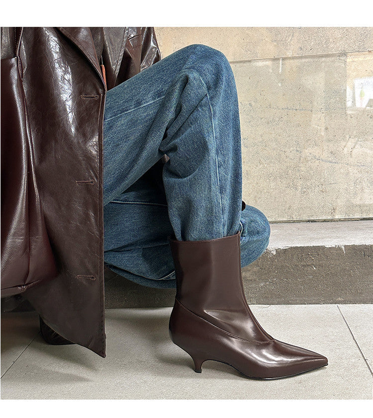 Karin Luna In Stock  Spot Goods Elegant kitten heel pointed toe trendy ankle boots