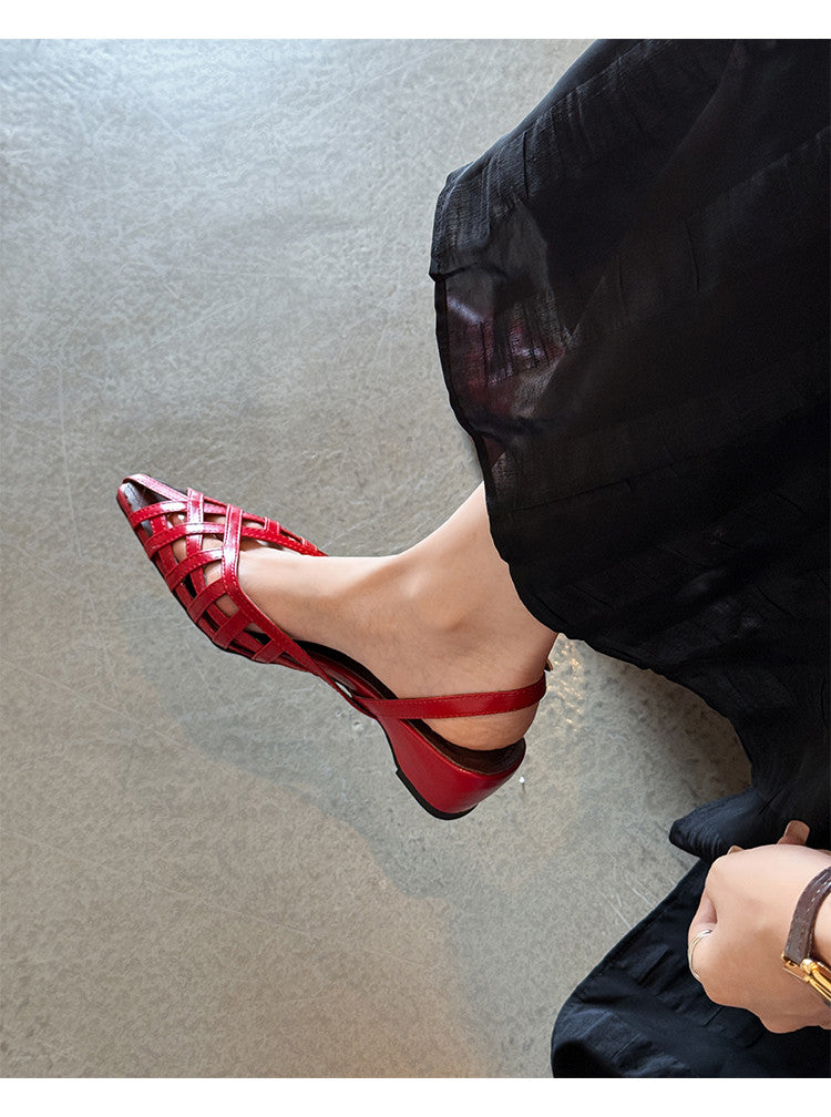 Karin Luna Braided Style ~Cross-woven Pointed Toe Closed-toe Sandals