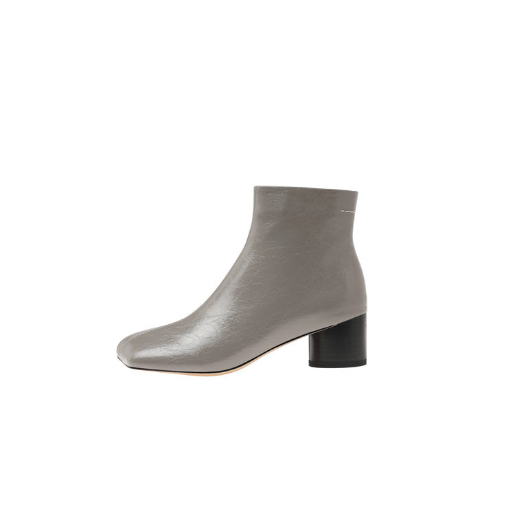 Karin Luna French Style Square Toe Chunky Heel Ankle Boots