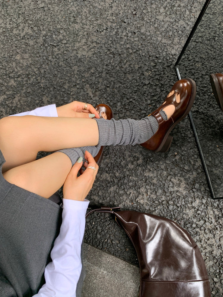 Karin Luna In Stock Spot Goods Minimalist Retro British Style Irregular Hollow Single Shoes