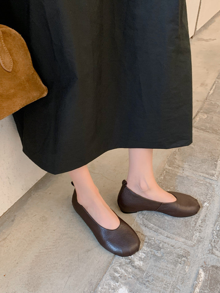 Karin Luna Full Layer Inside and Out~Elephant Pattern Round Toe Hidden Wedge Granny Shoes