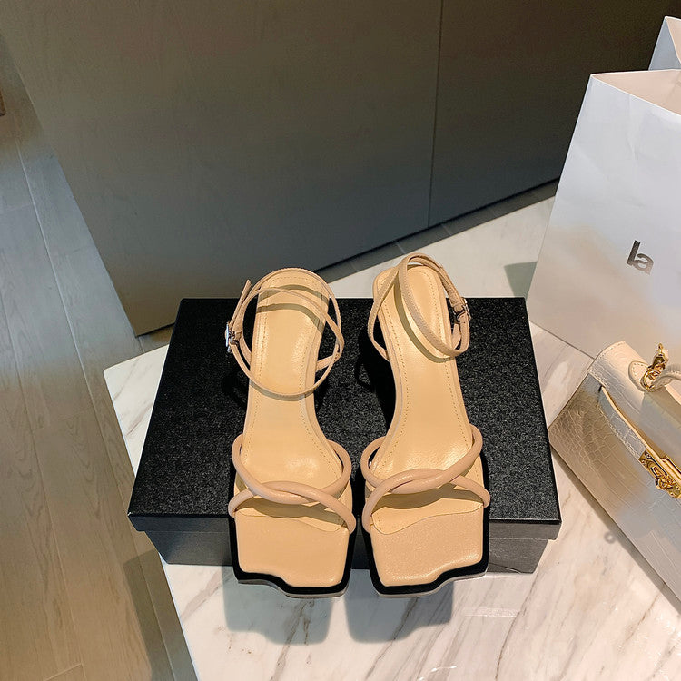Karin Luna Classic Style  In stock  Basic Versatile Cross Strap High Heel Sandals