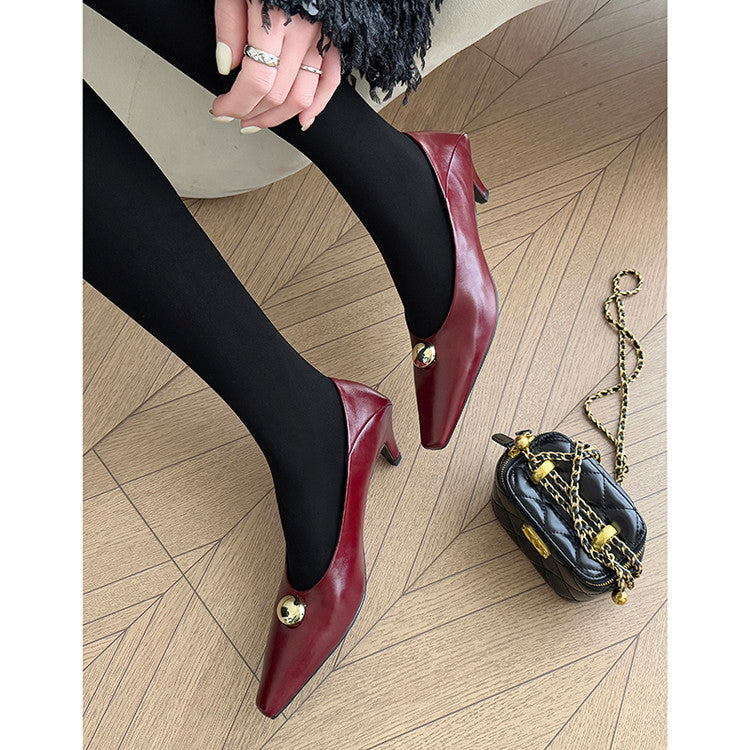 Karin Luna In Stock In Stock ~Basic Versatile French Style Small Square Toe Shallow Mouth Single Shoes