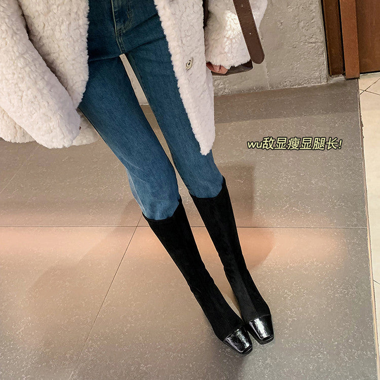 Karin Luna In Stock In Stock Patchwork Long Boots Elegant Versatile