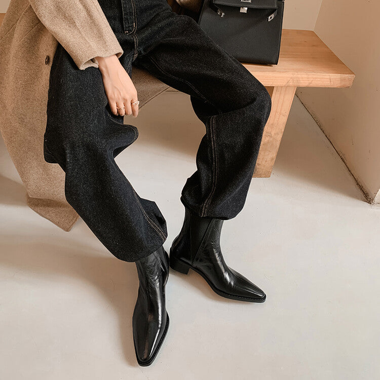 Karin Luna In Stock In stock   Classic first-layer cowhide Chelsea elastic ankle boots
