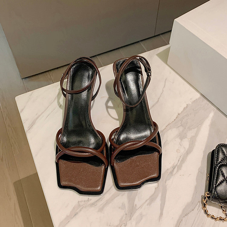 Karin Luna Classic Style  In stock  Basic Versatile Cross Strap High Heel Sandals