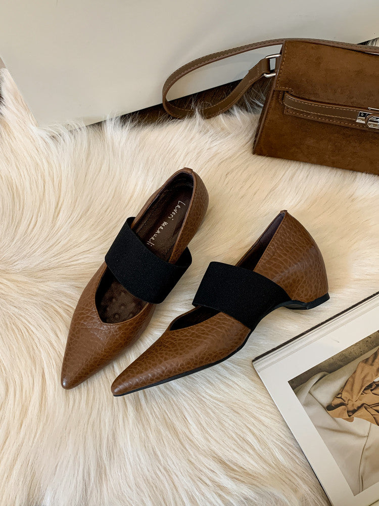 Karin Luna  Popular Pointed Toe Hidden Heel Strap Single Shoes