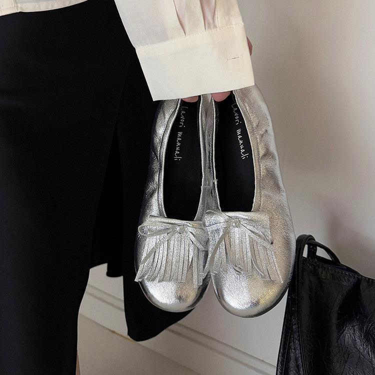Karin Luna In Stock Spot Goods   Tassel Round Toe Hidden Wedge Mary Jane Shoes