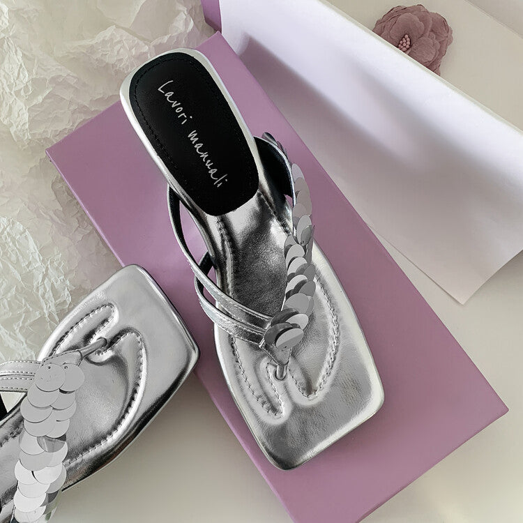 Karin Luna Exquisite Daughter~t Footrest with Rhinestones for a Sofa-like Feel  Sequin Flip-Flops