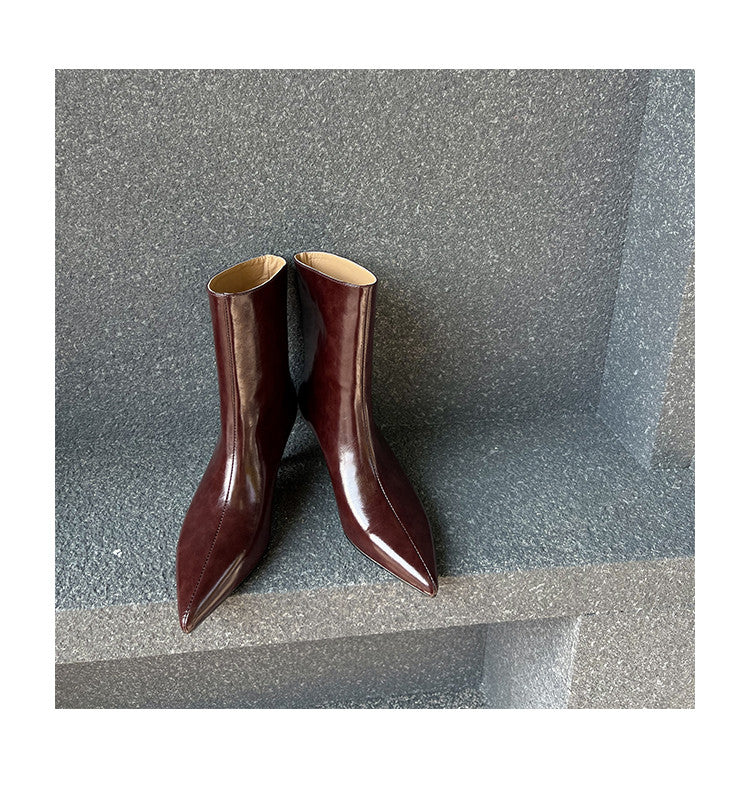 Karin Luna In Stock Spot Goods Minimalist Tube Kitten Heel Short Boots