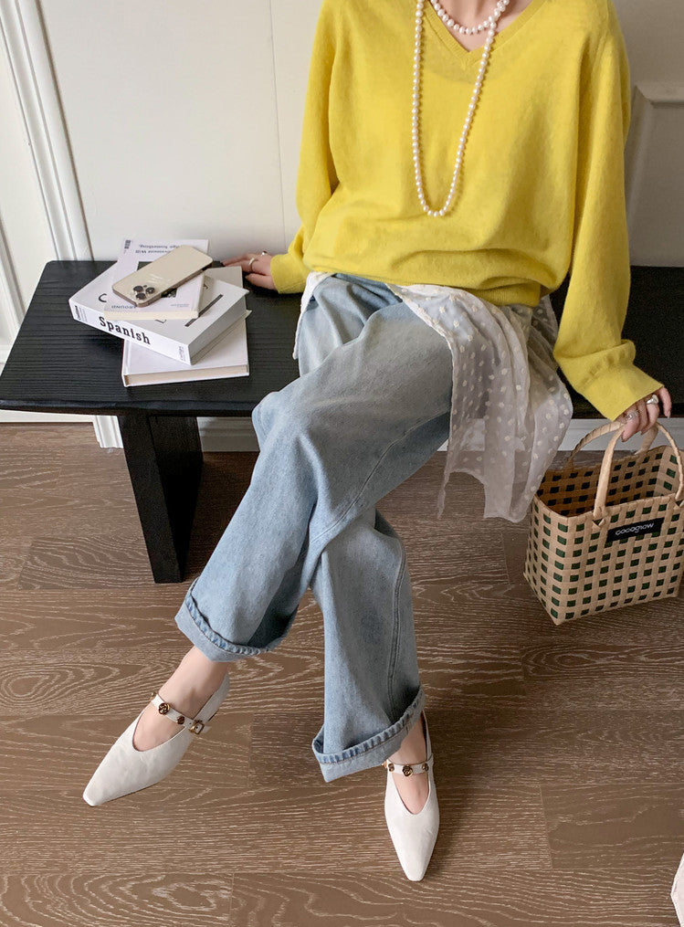 Karin Luna In Stock Spot Goods    Retro Classic Metal Camellia Irregular Heel Single Shoes