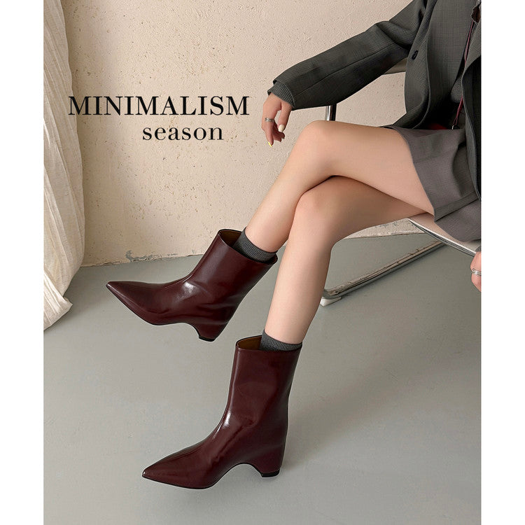 Karin Luna Elegant Pointed Toe Hidden Wedge Short Boots