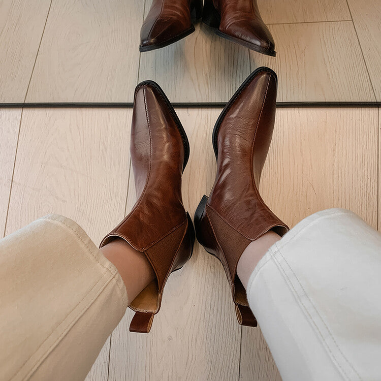 Karin Luna In Stock In stock   Classic first-layer cowhide Chelsea elastic ankle boots