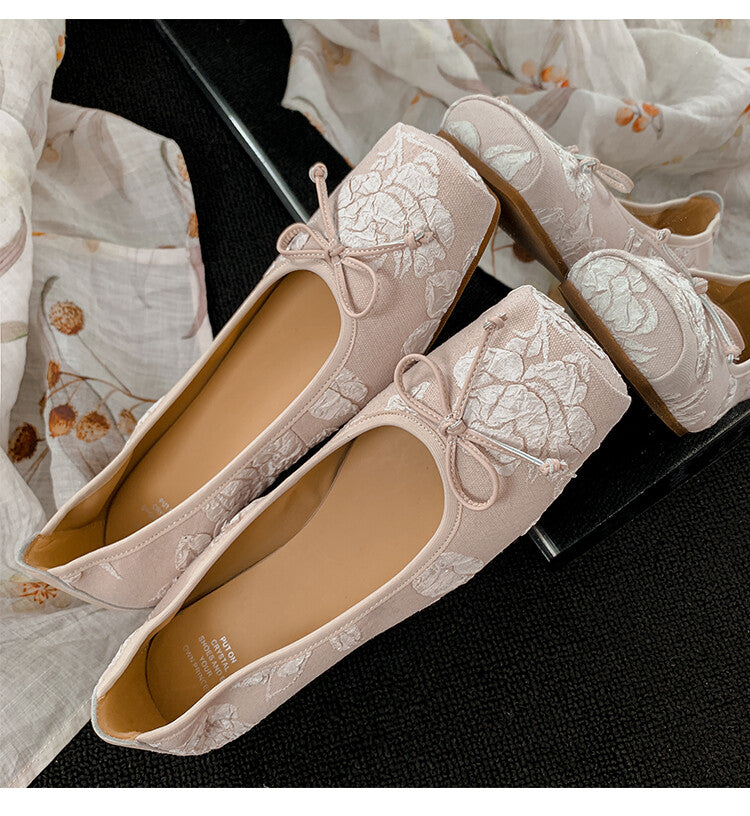 Karin Luna In Stock  In stock  Vintage Chinese Style Embroidered Rose~ Butterfly Knot Granny Shoes