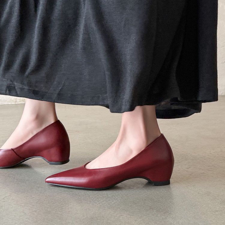 Karin Luna Full Layer Inside and Out~Basic Versatile Retro French Pointed Toe Irregular Heel Single Shoes