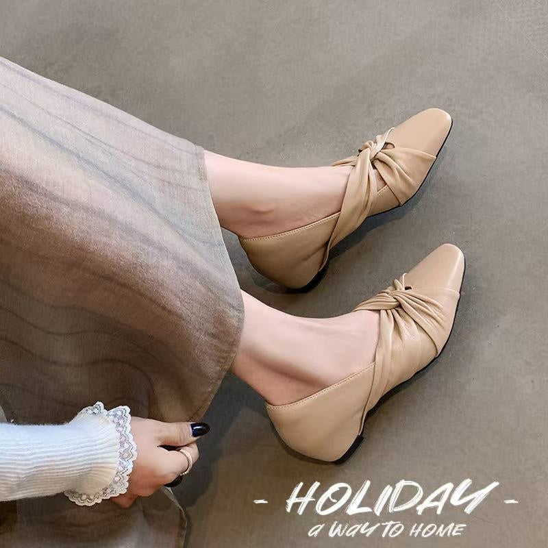 Karin Luna Cross Design Square Toe Hidden Wedge Shoes