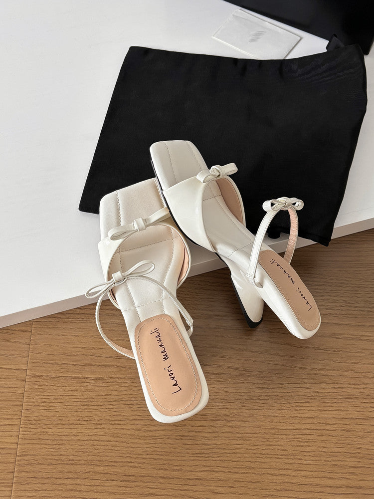 Karin Luna Hot Item Hot Item Self-Flow Square-Toe Irregular Heel Slippers