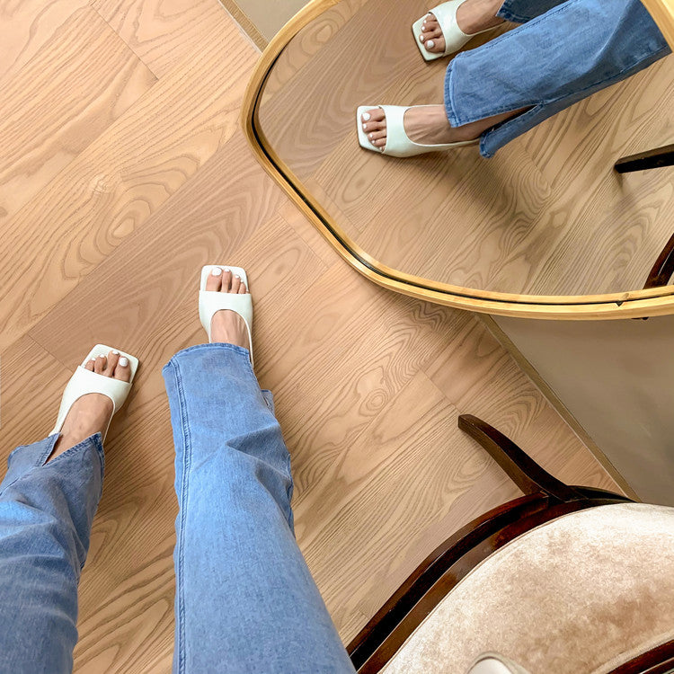 Karin Luna Classic Style Square Toe Open Toe French Retro Sandals