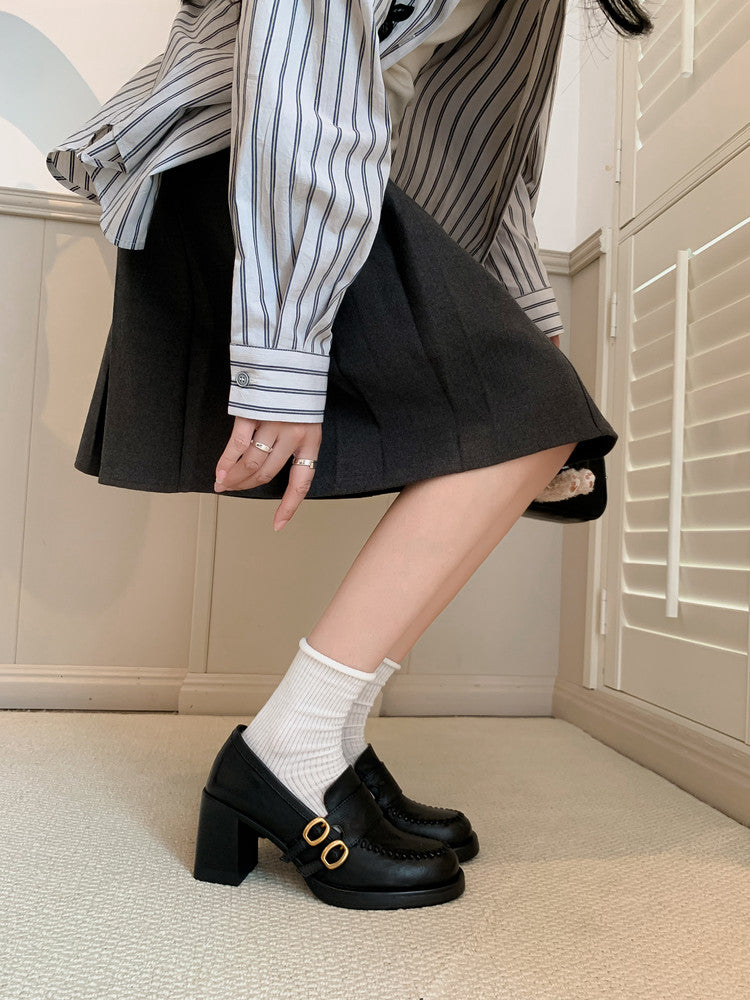 Karin Luna Bestseller Hot-Selling Derivative Edition Self-contained Strap Buckle Casual Loafers