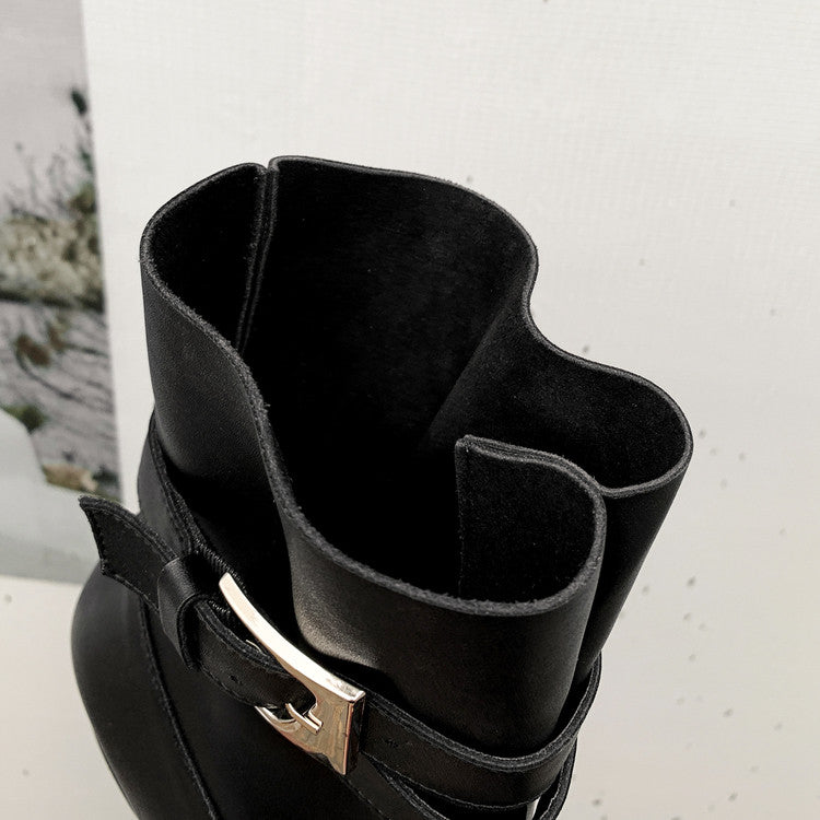 Karin Luna In Stock In Stock Hot-Selling Basic Old Money Style Retro Belt Buckle Short Boots