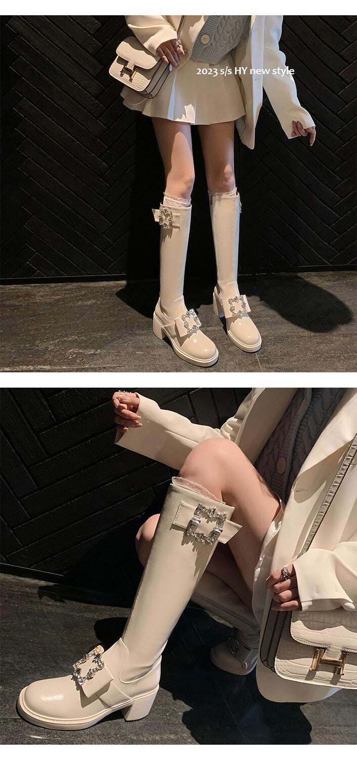 Karin Luna has prepared stock  Custom Large Square Buckle Bowknot Fastener Elegant Long Boots