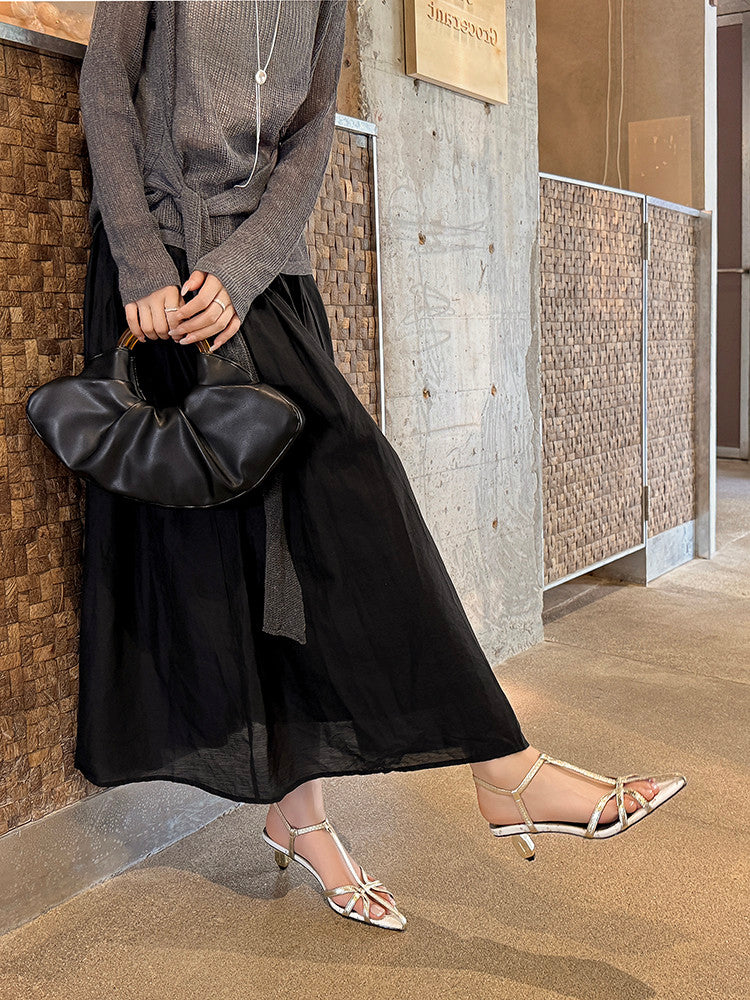 Karin Luna In Stock Spot Goods  French-style Hollow-out Thin Strap Sandals