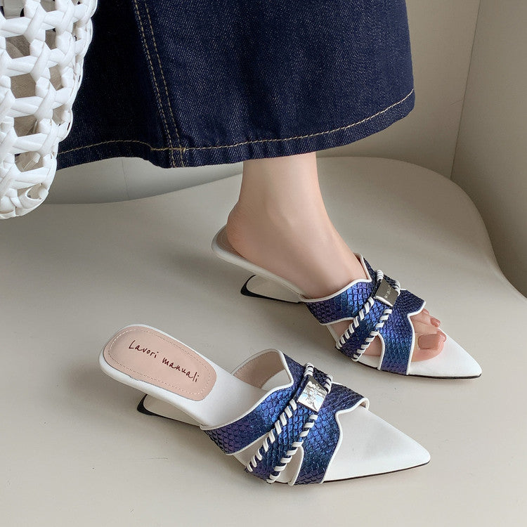 Karin Luna Fish Skin Series~Minimalist Pointed Toe Hot-Selling Unique Heel Slippers