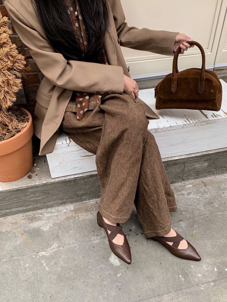 Karin Luna In Stock  Spot Goods  a Large Number of Spot Goods Pointed Toe Cross Strap Hidden Wedge Shoes