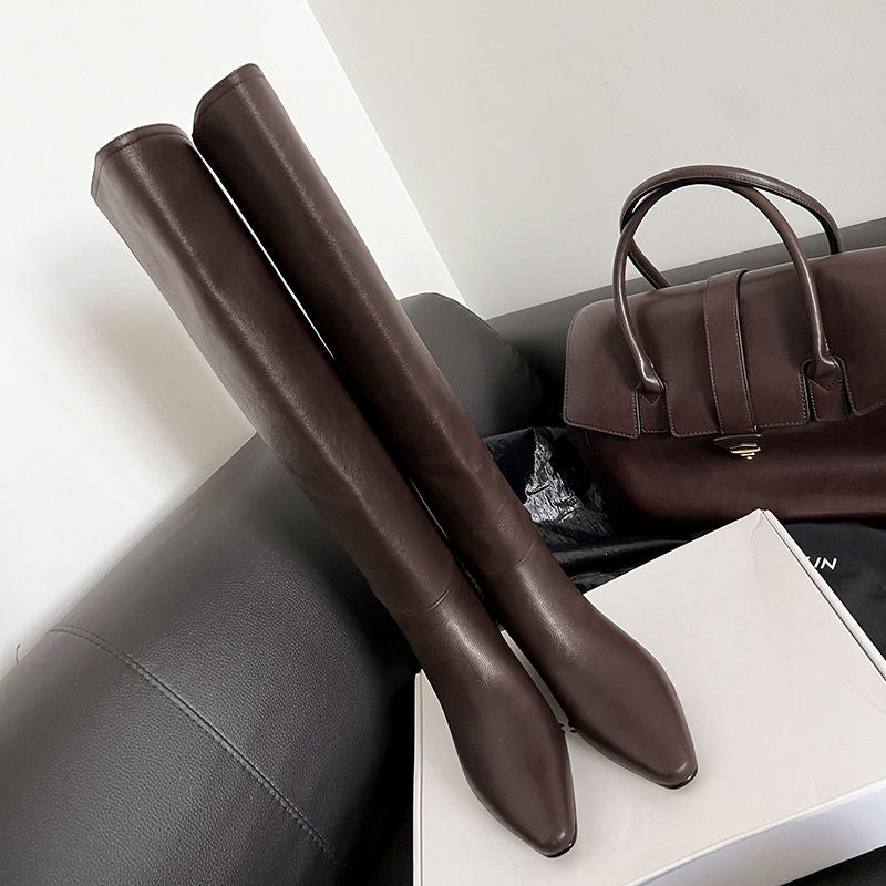 Karin Luna Elegant Style Slanted Inner Height-Increasing Long Boots