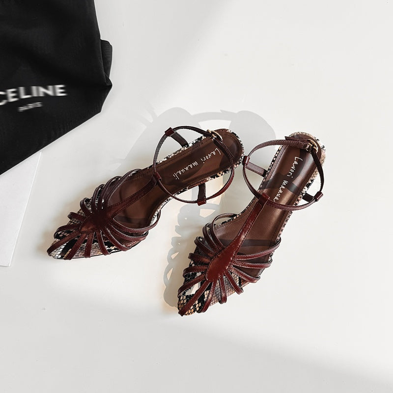 Karin Luna In Stock Spot Goods Open-toe French Style Metal Heel Sandals
