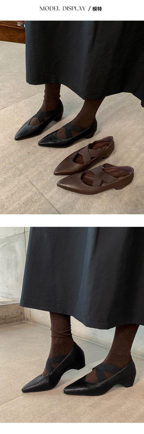 Karin Luna In Stock  Spot Goods  a Large Number of Spot Goods Pointed Toe Cross Strap Hidden Wedge Shoes