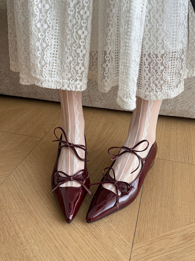 Karin Luna In Stock Spot Goods  Hot-selling Element Bowknot Square Toe Pointed Toe Single Shoes