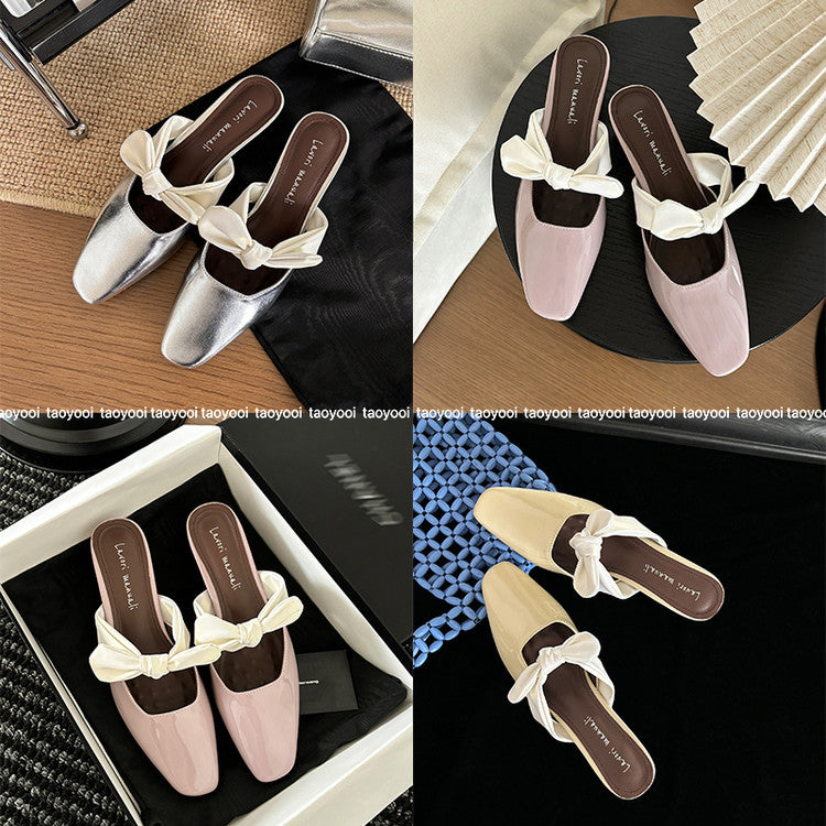 Karin Luna In Stock In Stock  Fluffy feel Bowknot Closed-Toe Slippers